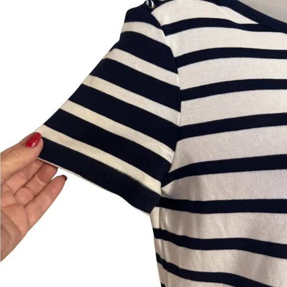 NWT Kim Rogers Navy/White Striped Casual Summer Top  SMALL   #Z - Picture 3 of 10